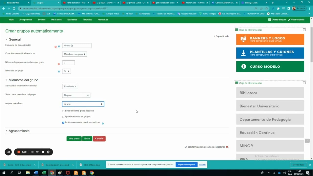 Creación automática de grupos en Moodle