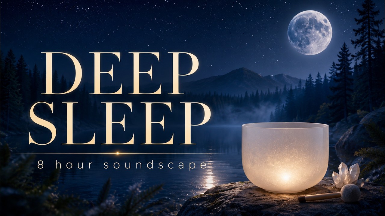 8 Hour Sleep Soundscape | Crystal Singing Bowls, Nature & Theta Waves