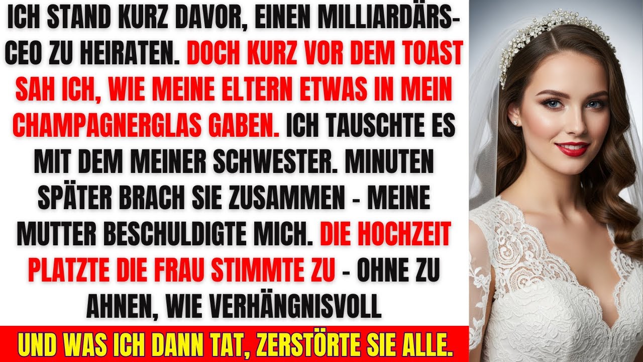 „An meiner Hochzeit wollte meine Mutter mich vergiften – doch ich vertauschte die Gläser…“