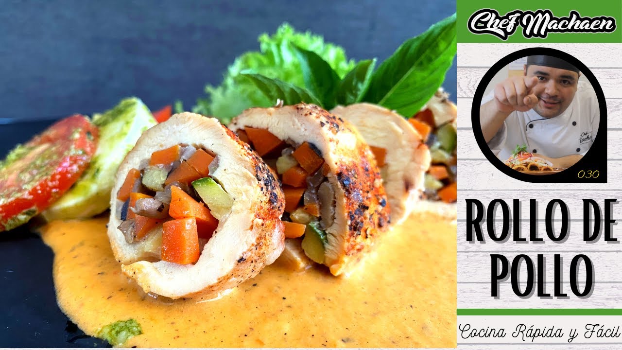 Pollo relleno de vegetales | Rollos de pollo | Ensalada Caprese | Cocina Rápida y Fácil