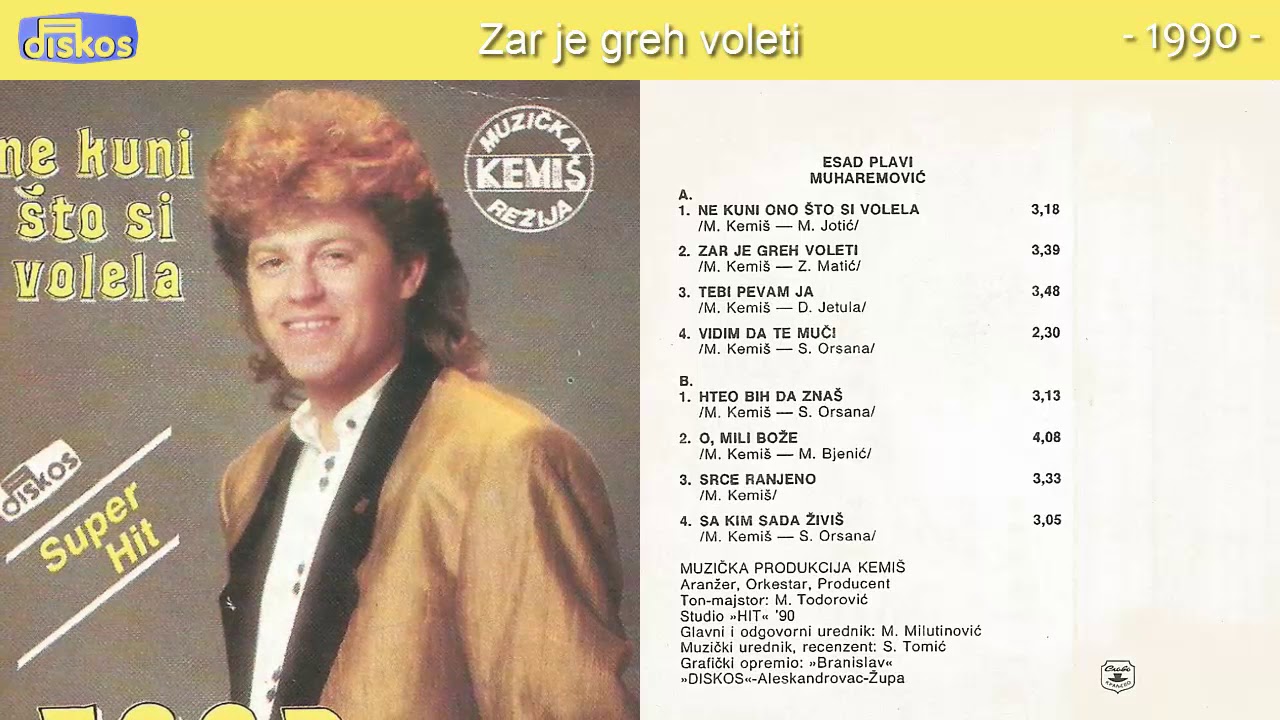Esad Plavi - Zar je greh voleti - (Audio 1990)