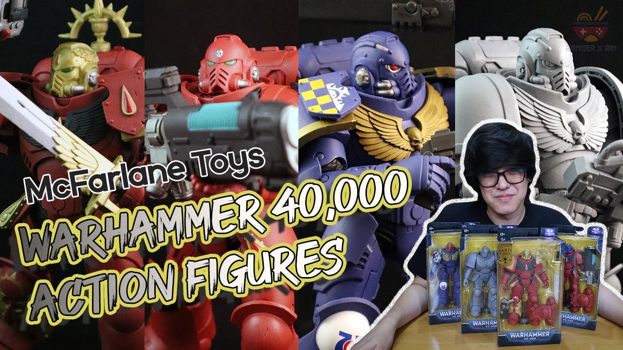 McFarlane - FOUR Warhammer 40,000 Figures! Space Marine / Ultramarines / Hellblaster / Blood Angels