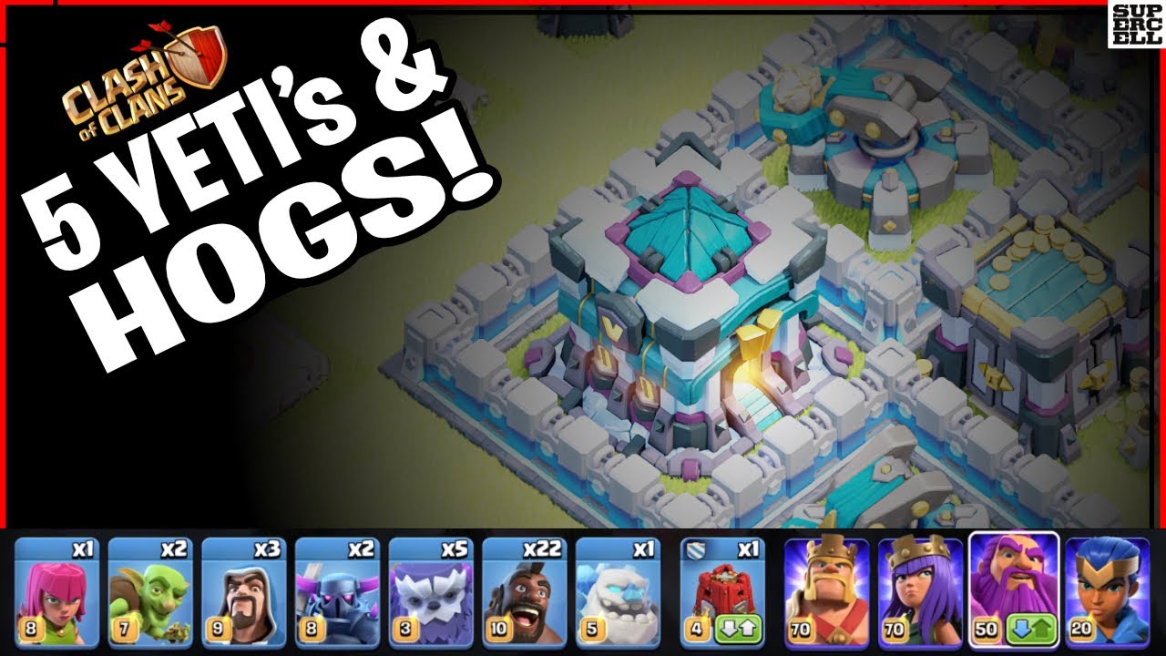 5 Yeti's and Hogs! Th13 | Clash of Clans