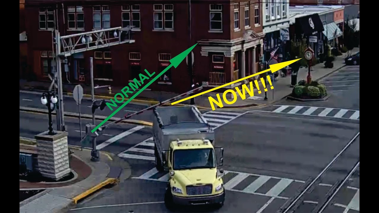 RR CROSSING GATE TWISTED BY TRUCK! La Grange, KY