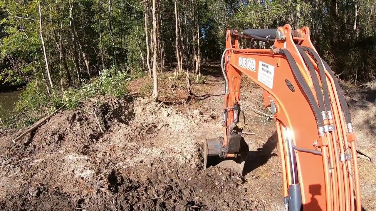 POND DAM DISASTER! Felling And Clearing Trees With The Kubota U55