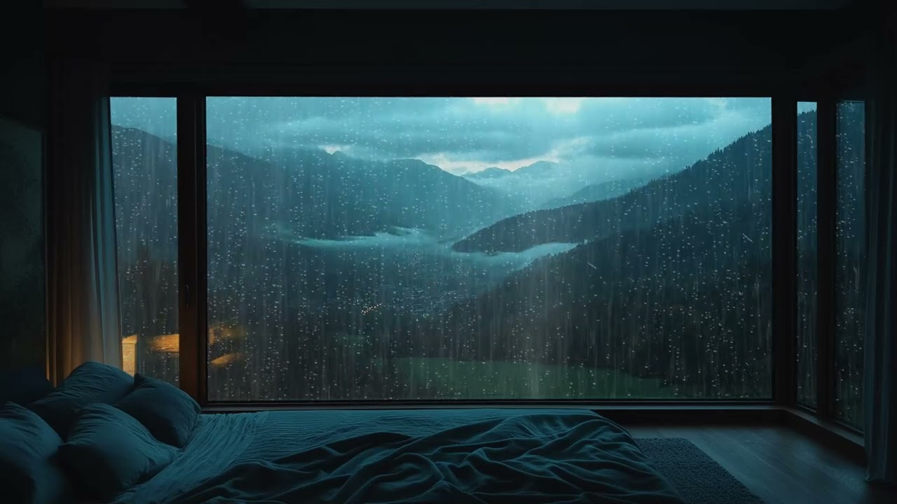 Blue Hour Twilight Rain 🌧️ Cozy Backyard Atmosphere for Deep Relax & Sleep