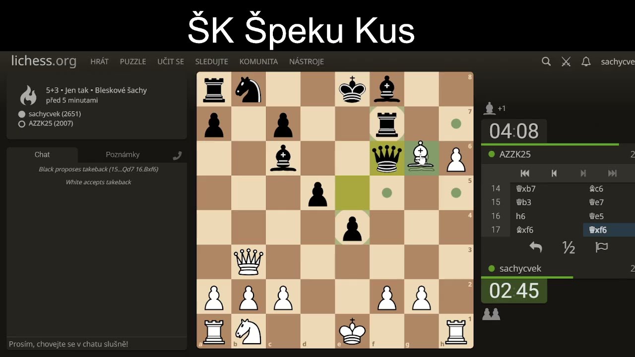 ŠK ŠK Opět starý dobrý chaos, typická léčka a učím se nové zahájení :-)