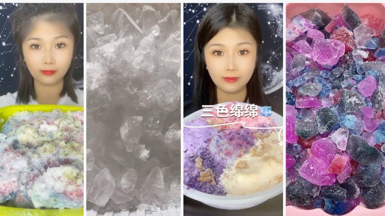 (DUO) Crushed Ice | Hard Crunchy Ice & Colourful Ice #asmr #iceeating #mukbang