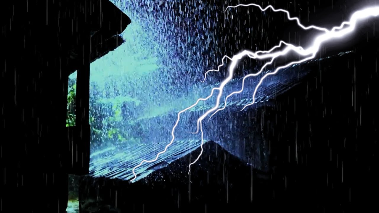 Sleep Instantly with Heavy Rain on a Metal Roof | Rain Sounds & Powerful Thunder for Stress Relief