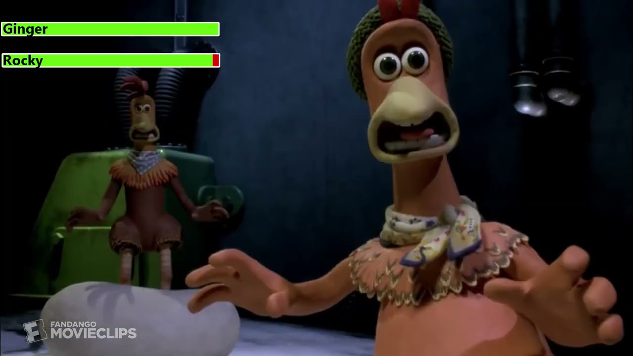 Chicken Run (2000) Pie Machine Scene with healthbars
