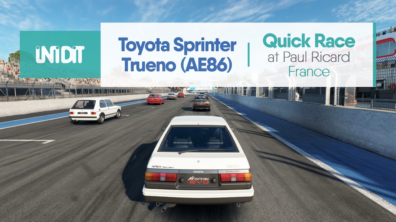 Assetto Corsa EVO Update 0.5 | Quick Race | Toyota Sprinter Trueno (AE86) at Paul Ricard
