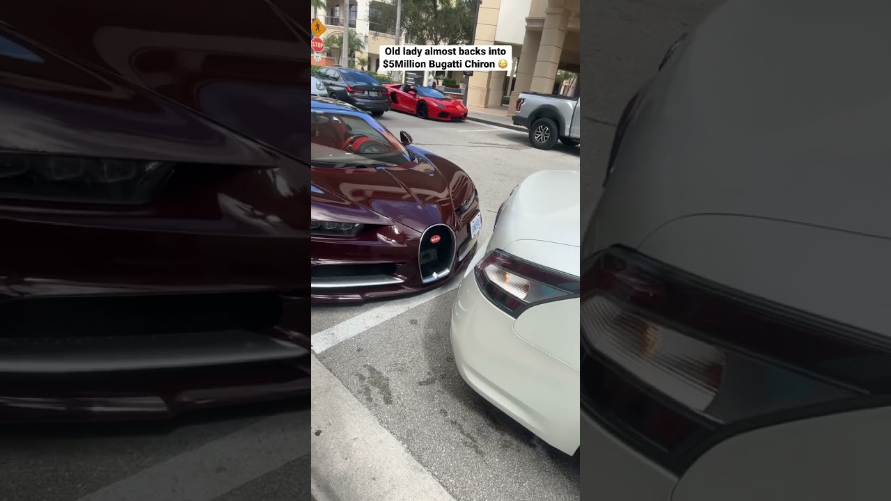 Old lady almost backs into $5Million Bugatti Chiron 😳 #pursport #andrewtate #rdbla #nlargo