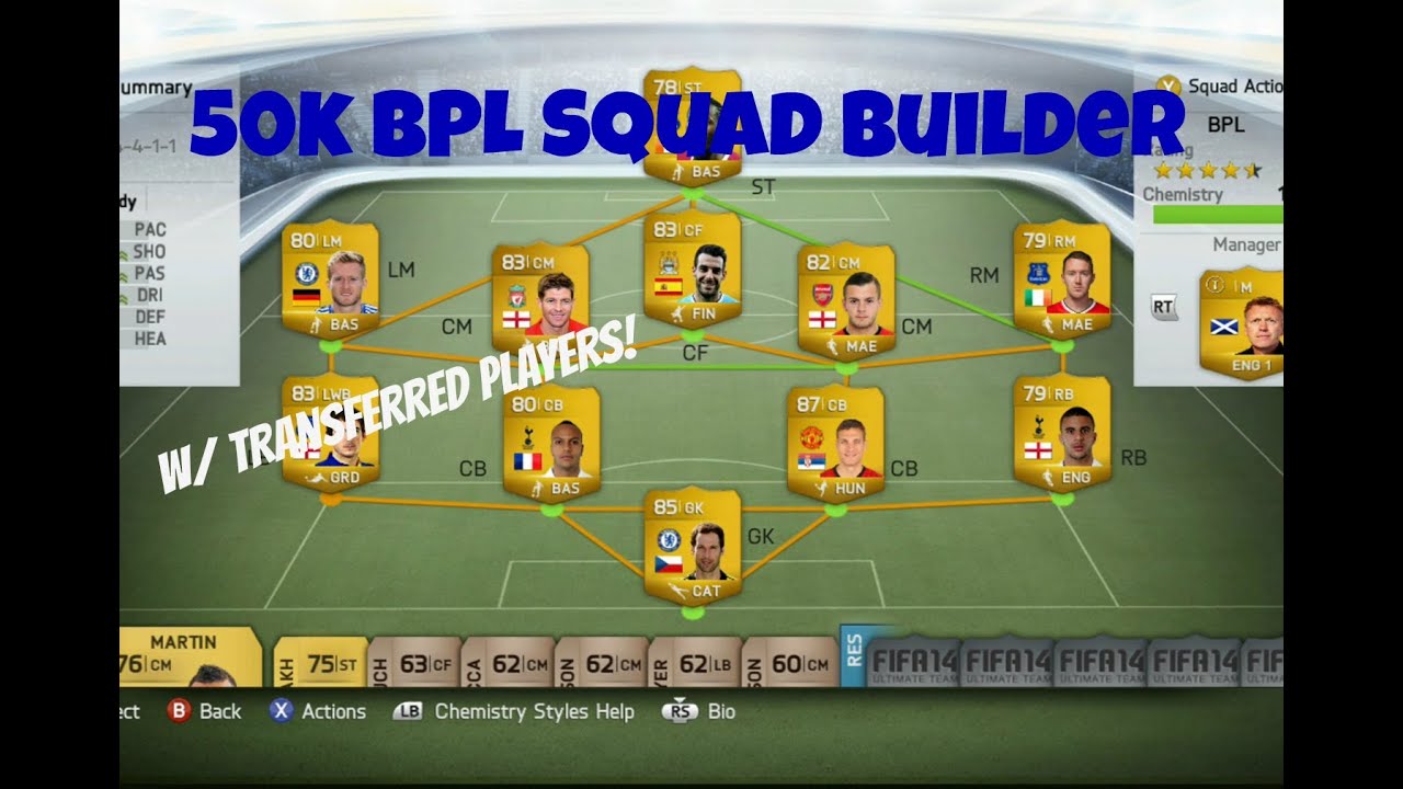FIFA 14 | 50k BPL Squad Builder | w/ Transferred Players
