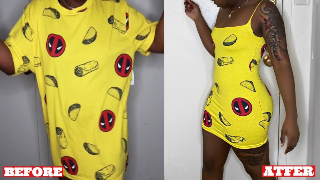 DIY | OVERSIZED T-SHIRT INTO BODYCON DRESS