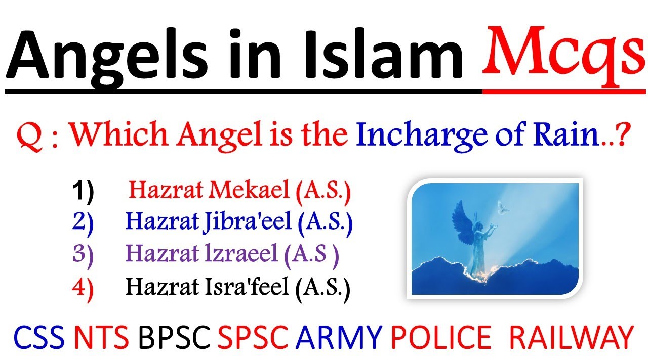 General Knowledge on Angels in Islam | Top MCQS | Short Answers Important for All Jobs tests