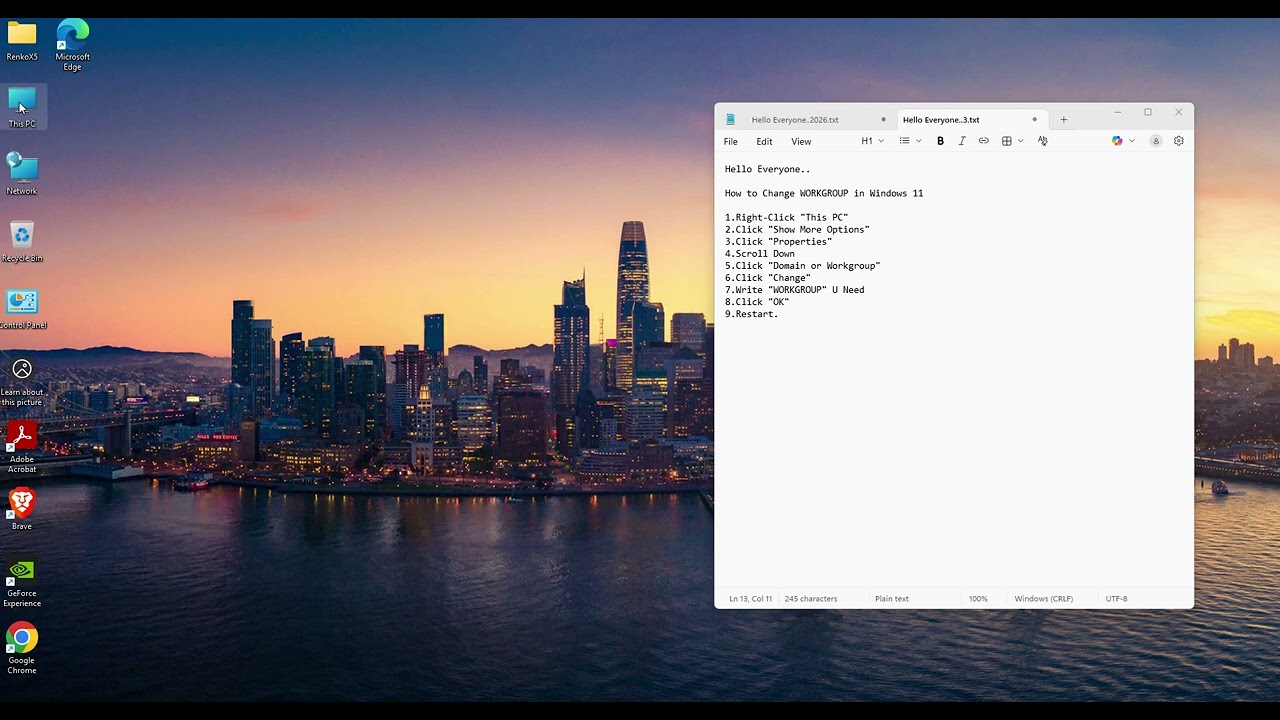 HOW TO CHANGE WORKGROUP IN WINDOWS 11