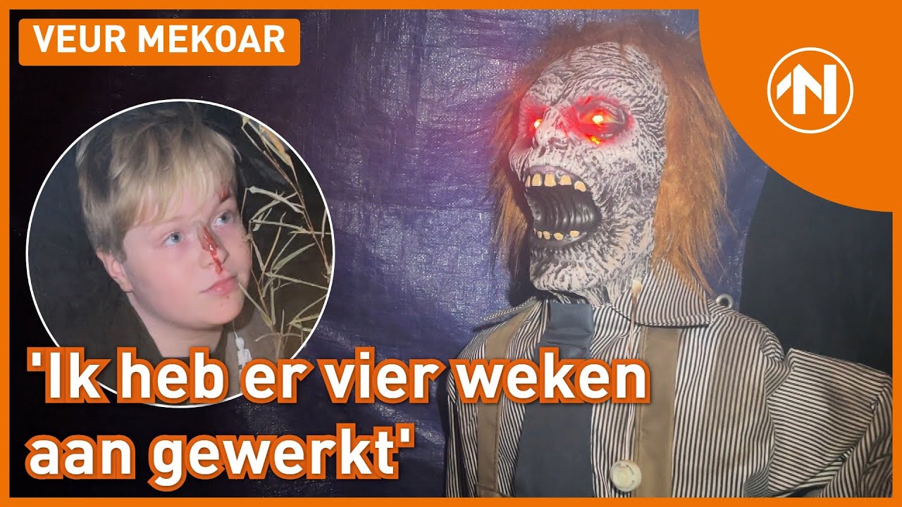 Djary (12) jaagt buurtgenoten de stuipen op het lijf in zelfgebouwd SPOOKHUIS