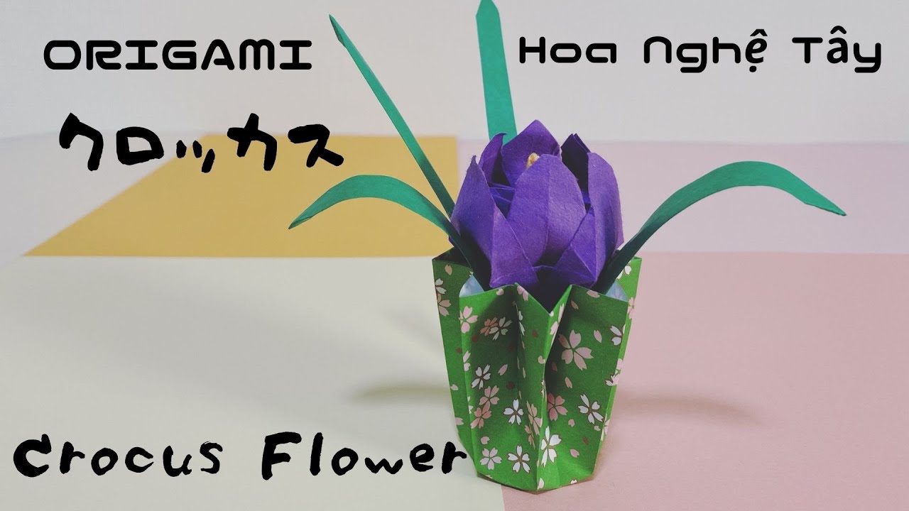 How to make paper Crocus Flower to decorate table #origami #DIY #handmade #decor