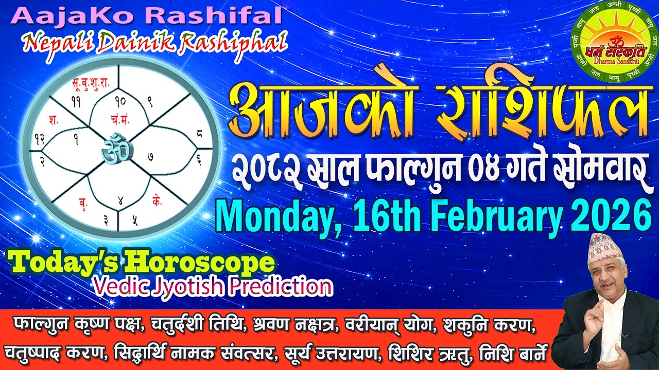 आजको राशिफल | २०८२ फाल्गुन ०४ गते सोमवार | February 16, 2026 | 2082 Falgun 04 | Aaja Ko Rashifal