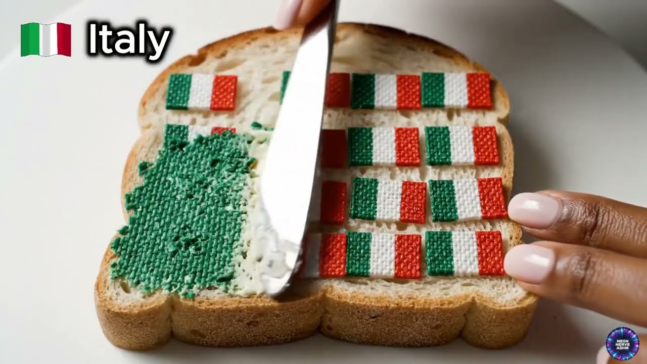 Which Country's Flag Will You Spread? ASMR | Spreading Flags On Toast