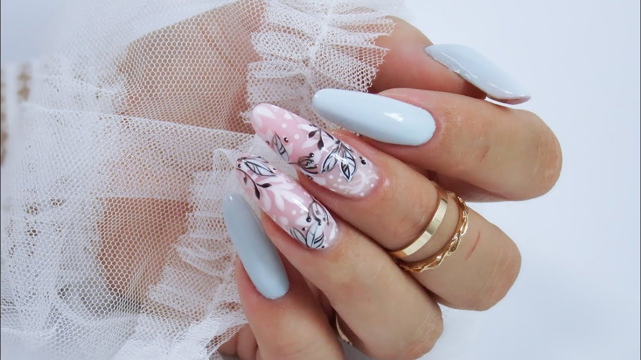 mint leaves spring nails art tutorial /Elisium Nails