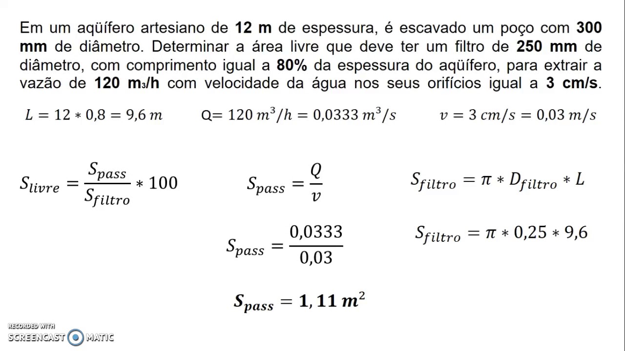 Exercícios sobre captação de águas subterrâneas