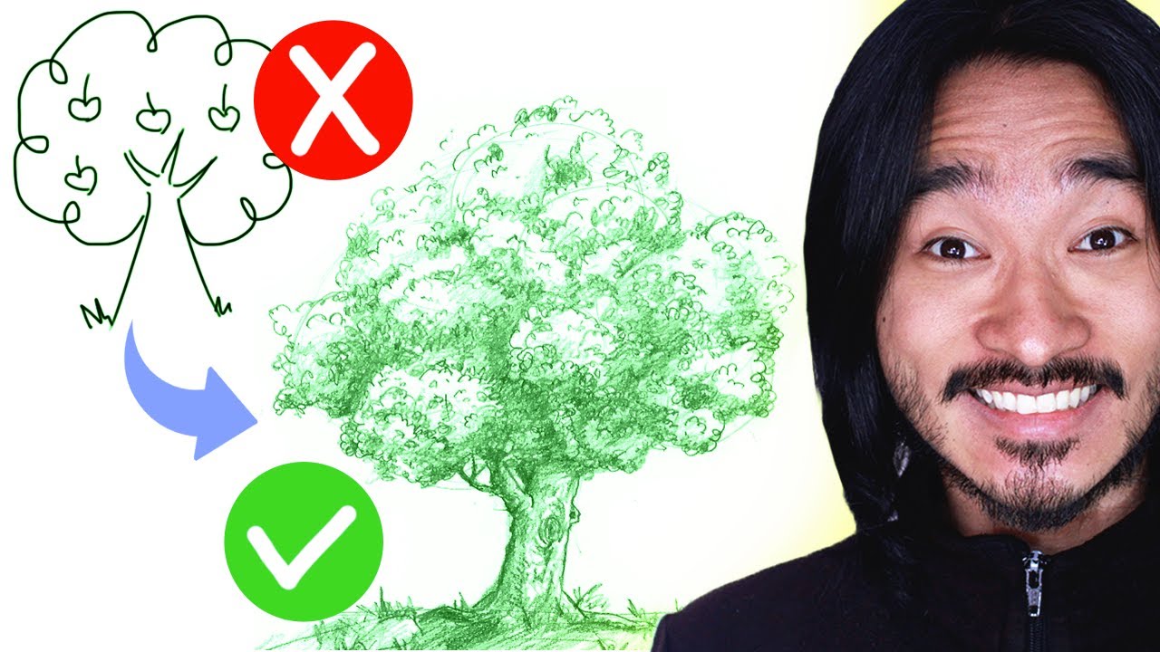 Como Desenhar uma Árvore Passo a Passo em 14 MINUTOS 🌳 (Copa, Tronco e Galhos) MÉTODO INCRÍVEL