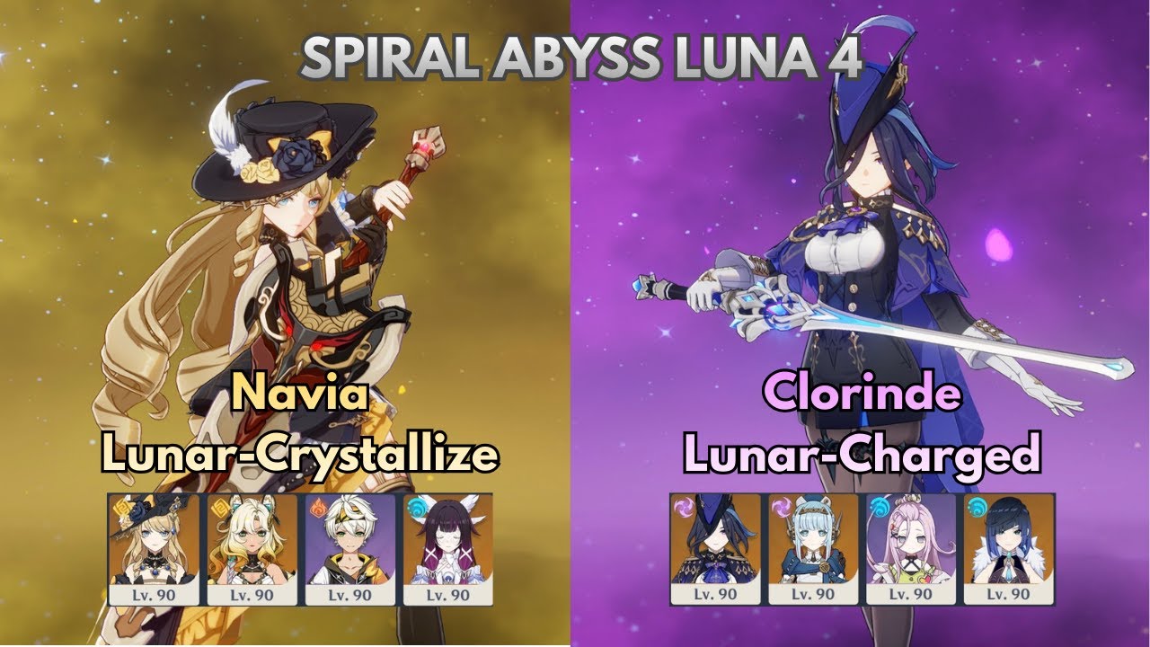 C0 Navia Lunar-Crystallize & C0 Clorinde Lunar Charged |Luna 4 Abyss Genshin Impact |Mobile Gameplay