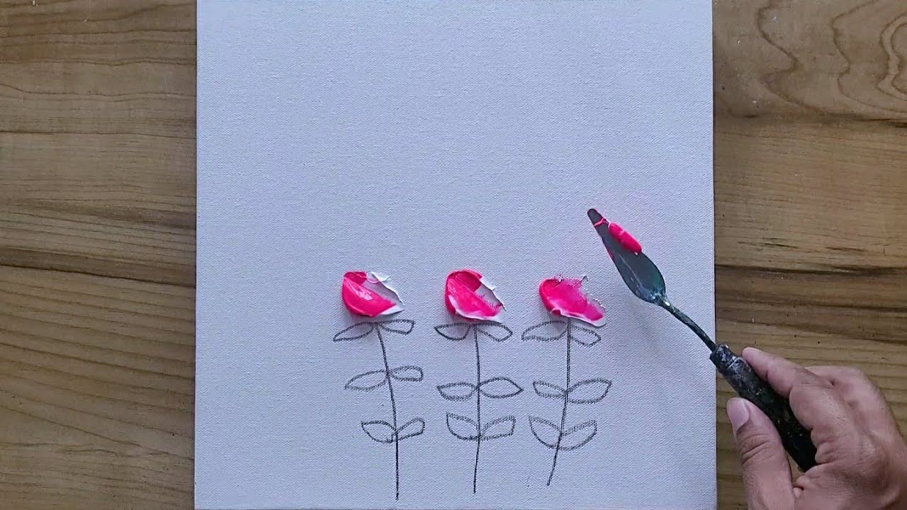 Pink Flower Field / Abstract Landscape Painting / Satisfying Art / 365 Days Challenge / Day #140