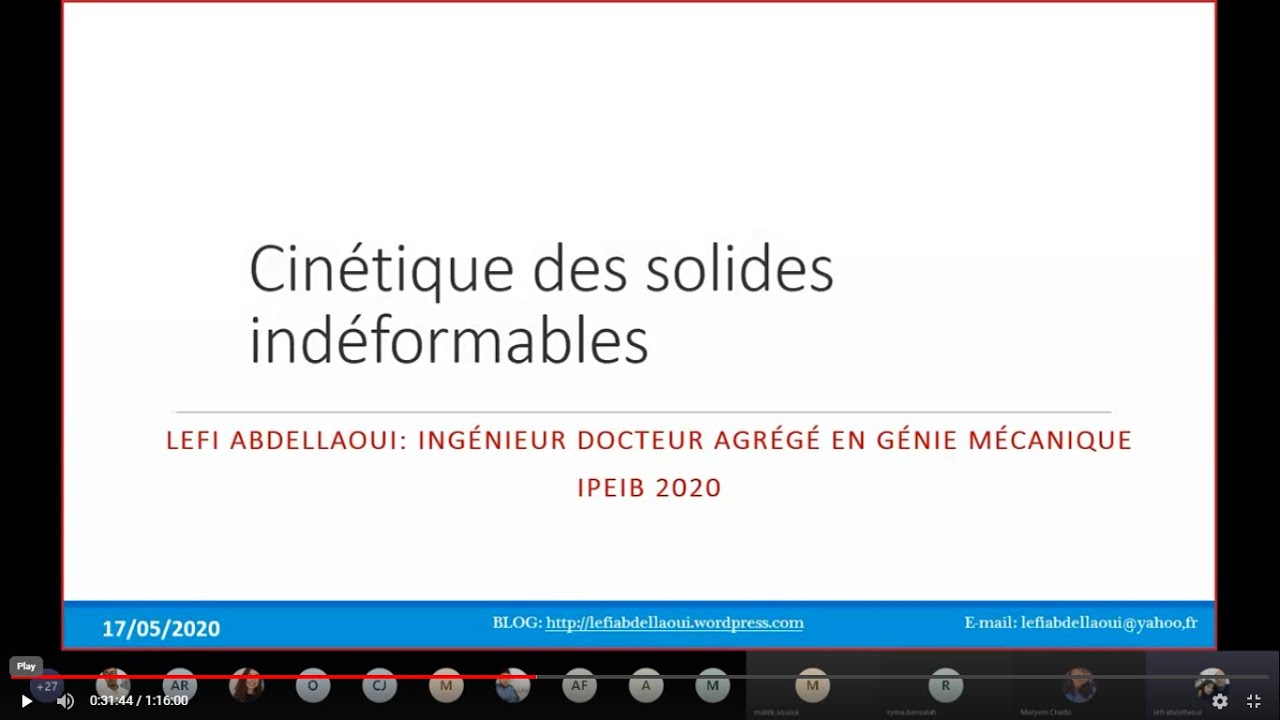 Révision cinétique des solides indéformables