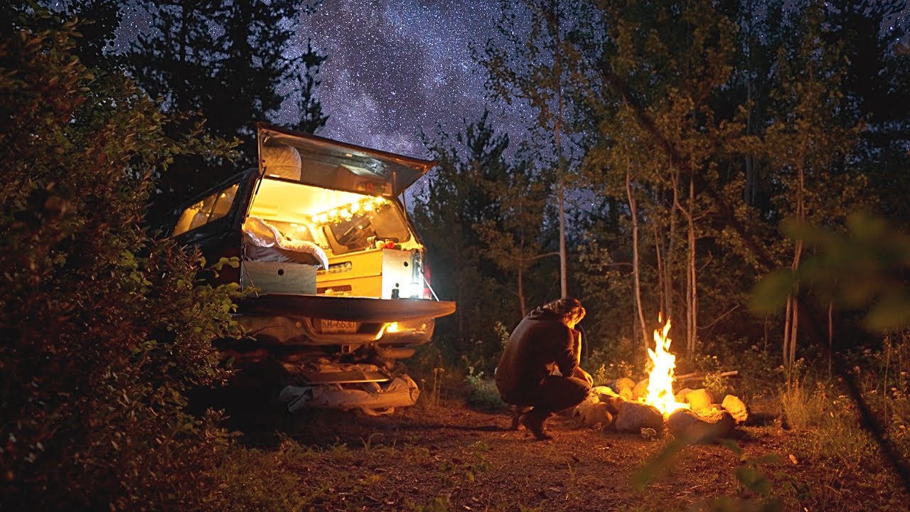 Solo Truck Camping in my Cozy Truck Bed Camper | Relaxing ASMR | Sounds of Nature and Camping