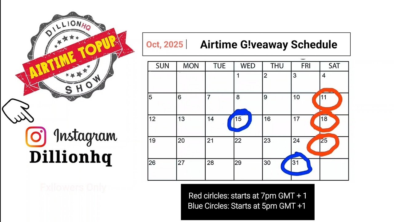 Airtime topup show schedule on instagram for october 2025
