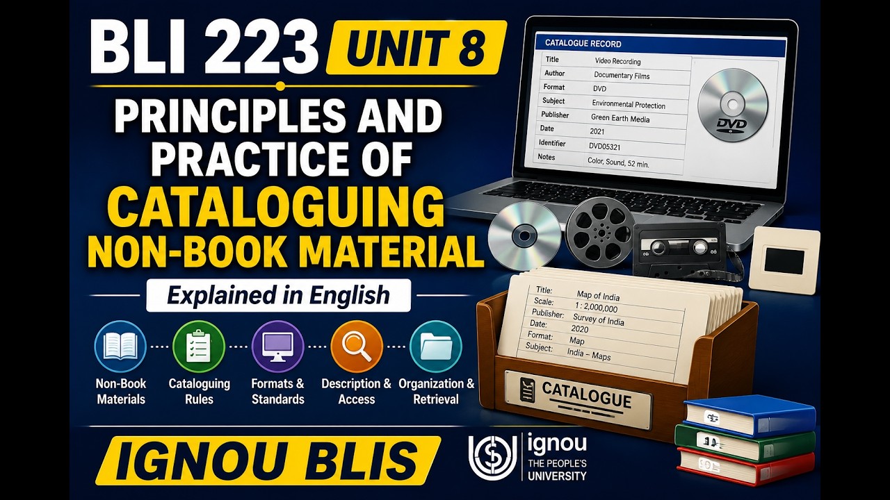 BLI 223 Unit 8 Principles and Practice of Cataloguing Non-Book Material | IGNOU BLIS | In English