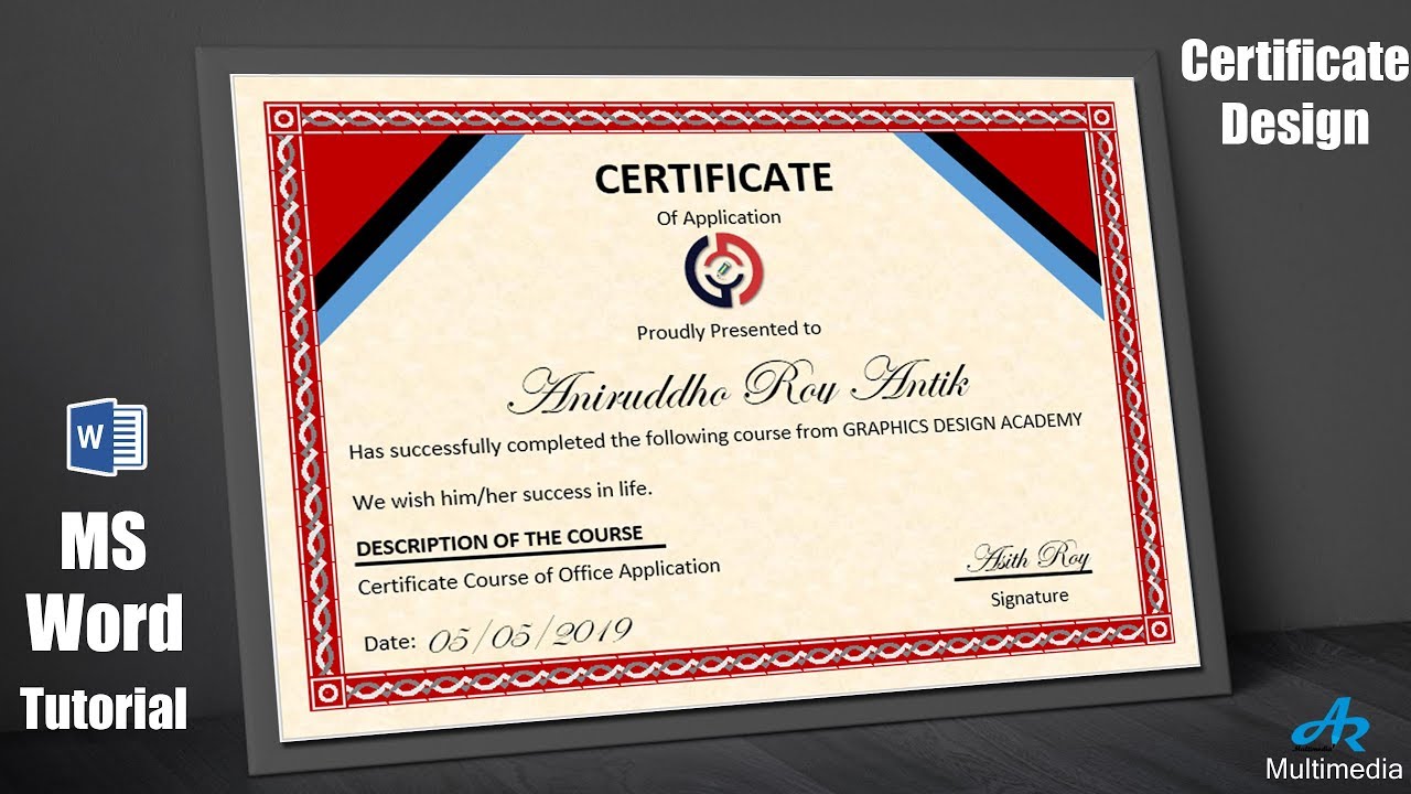 MS Word Tutorial: How to Make All Certificate Design in Microsoft Word 2019 {AR Multimedia} MS W