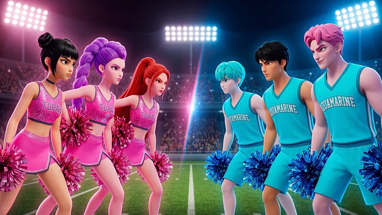 Cheerleading Battle. Pink Topaz VS Aquamarine​​ - KPOP Demon Hunters