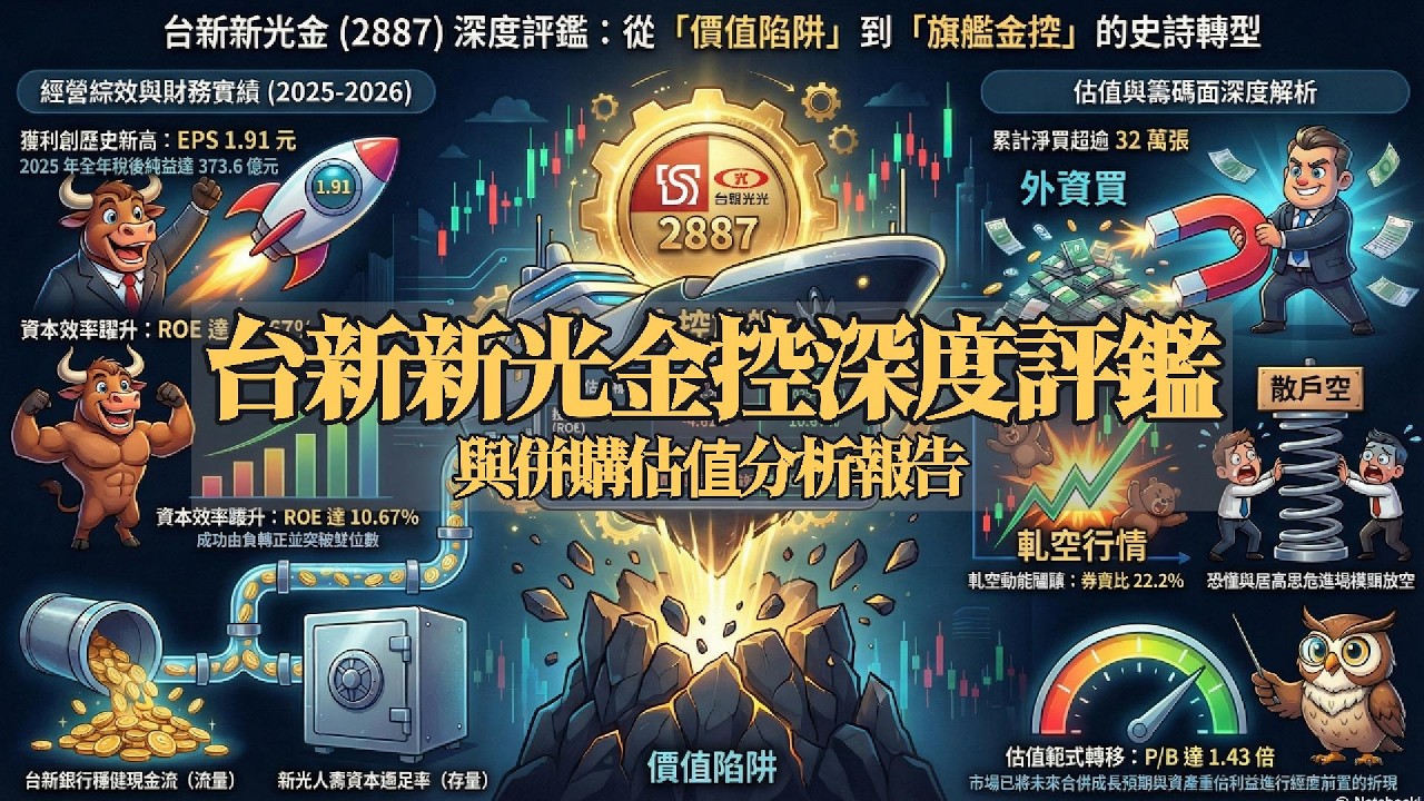 【退休存股族必看】主題-台新新光金控深度評鑑與併購估值分析報告