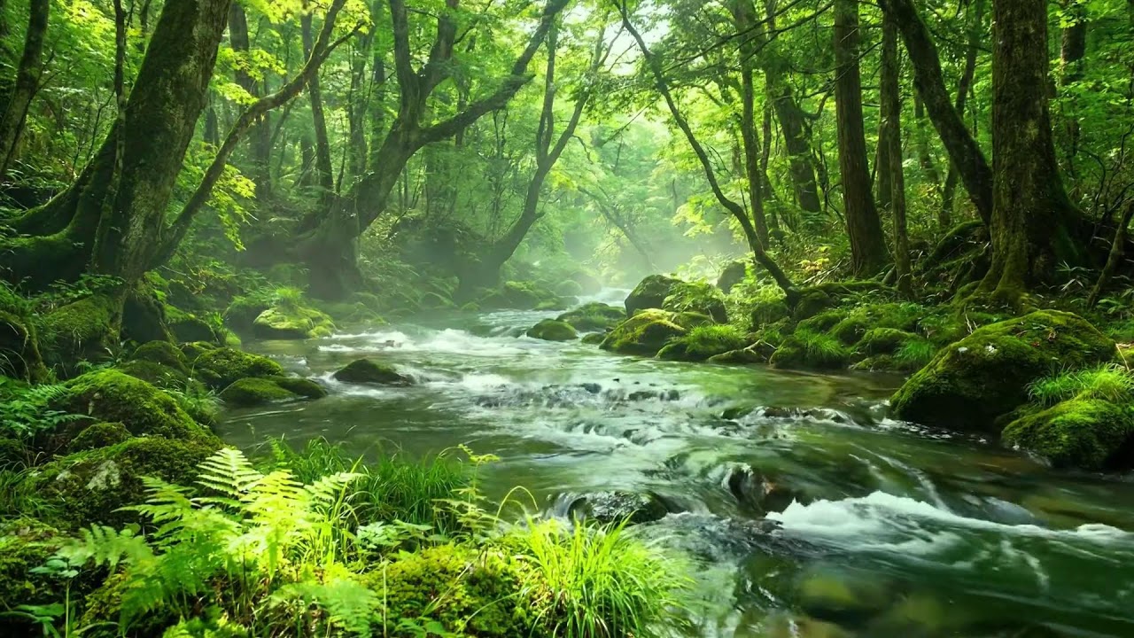 Beautiful Forest Stream Flowing, Chirping Birds Singing, Ten Hours of Relaxing Nature Sounds