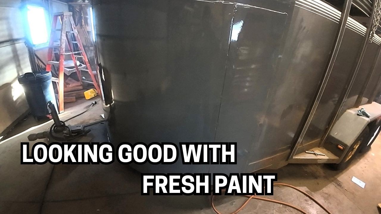 Fresh Paint on the cattle trailer, on a day that just keeps giving.