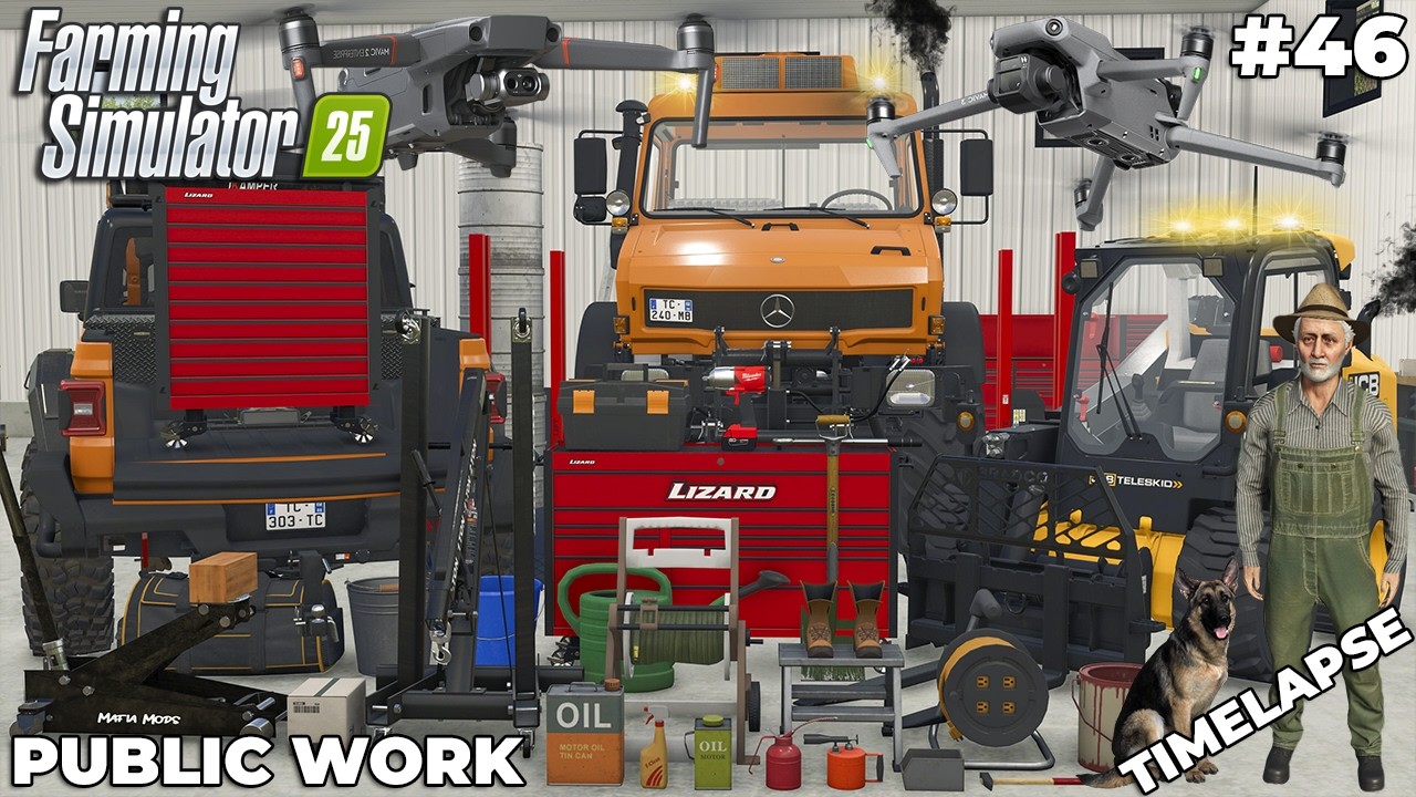 UPGRADING OUR WORKSHOP! NEW TOOL BOXES & CAR LIFT! 🧰🛠️ | PUBLIC WORK | Farming Simulator 25 | EP 46