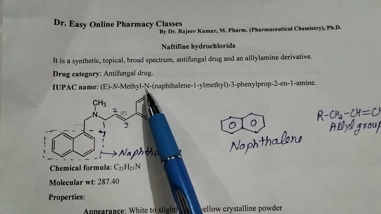 Naftifine hydrochloride|Antifungal drug|Structure|IUPAC Name| Uses|Diploma in Pharmacy| Pharm.Chem.