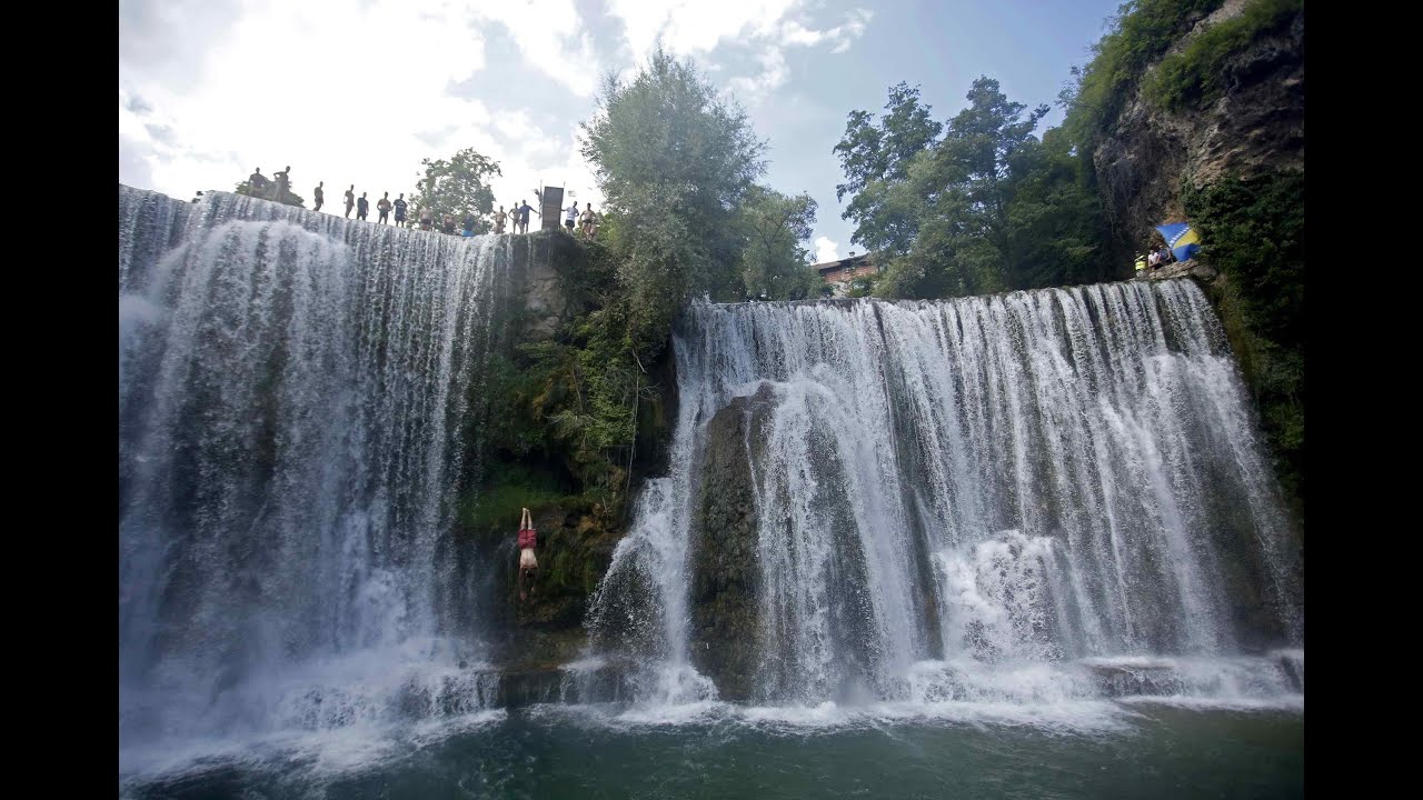 Pliva waterfalls in the Bosnian town of Jajce were the stage for a spectacular annual diving contest