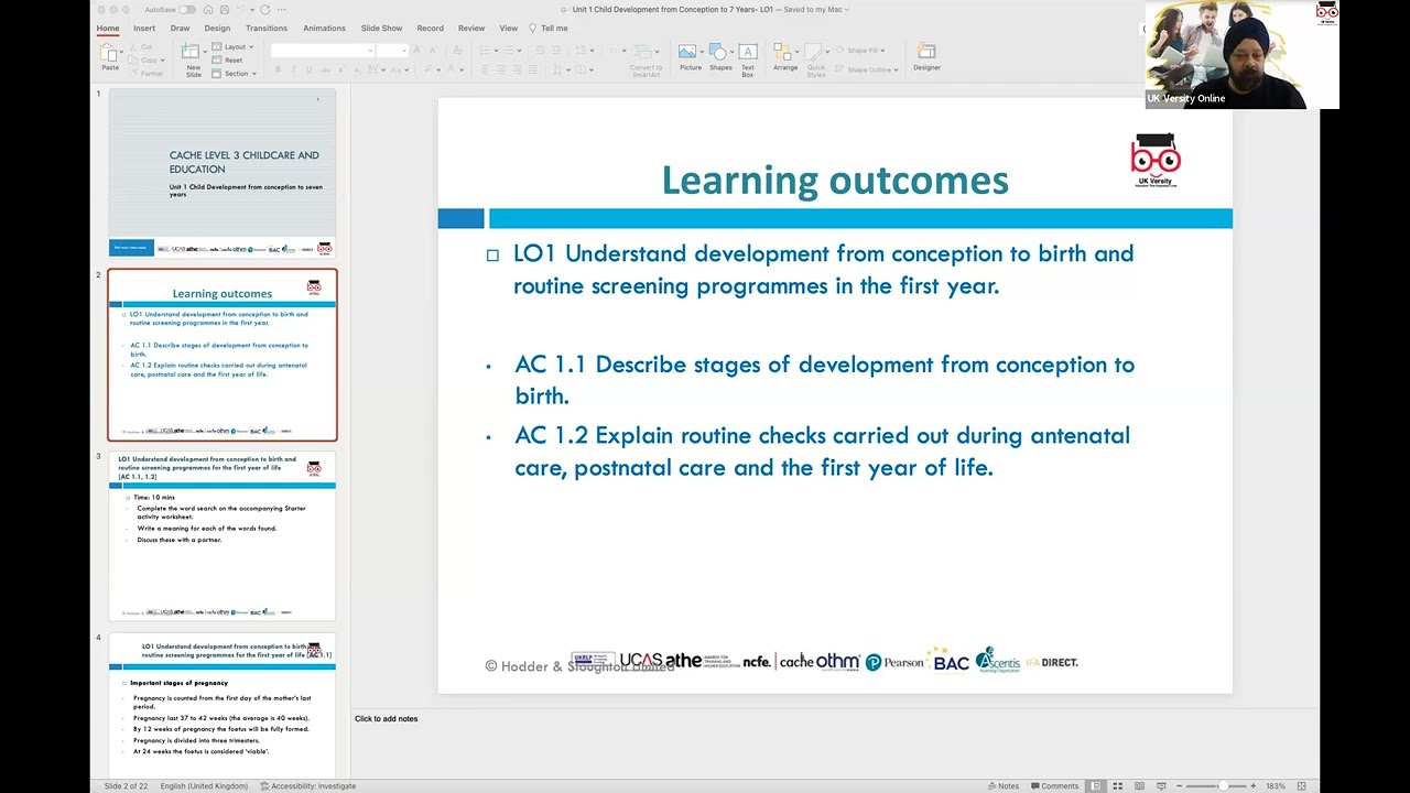 NCFE L3 AiC&EYE -Unit- Child development from conception to seven years- LO1-(RS)
