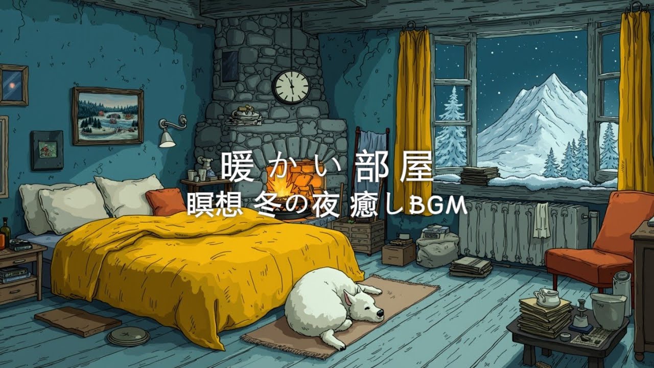 冬の夜の癒しBGM 🌨️ Звуки камина и музыка для глубокого сна | Успокаивающая ночная атмосфера