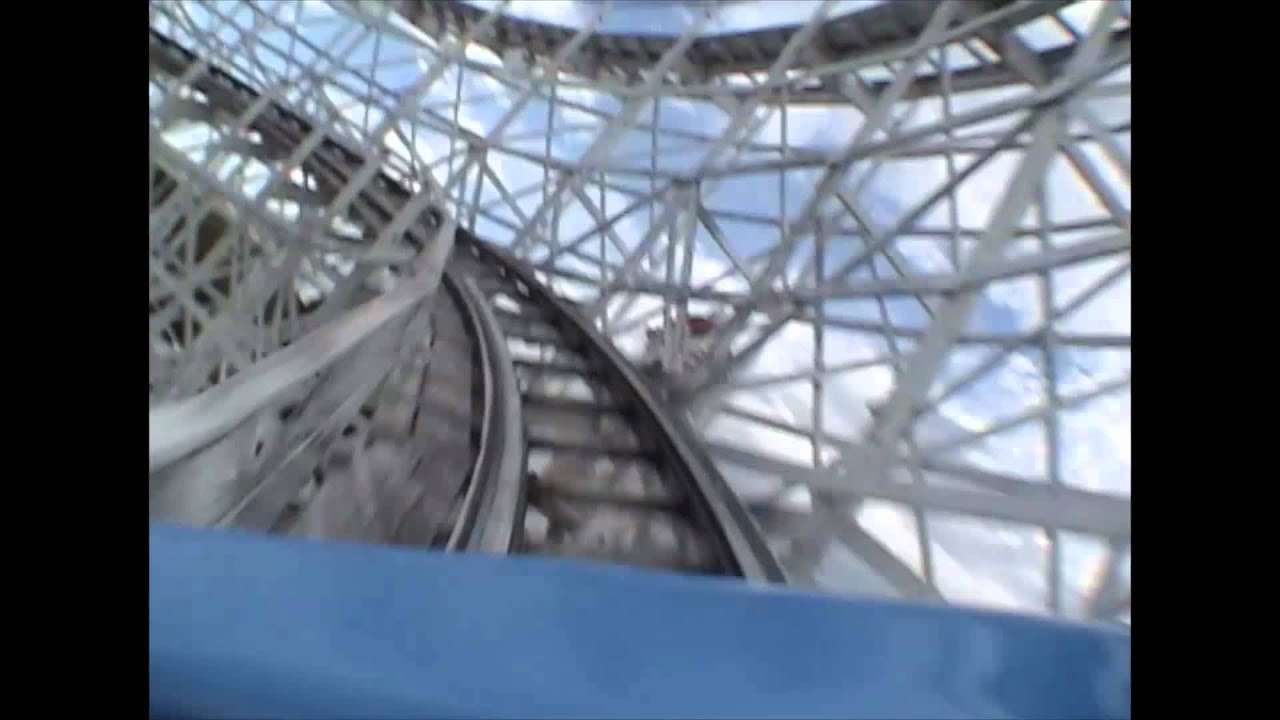 Lakeside Cyclone Roller Coaster POV Wooden Coaster Denver, CO