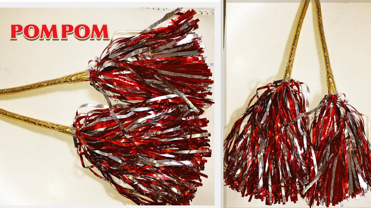 How to make Cheer Leading Pom Poms | DIY Cheerleading Pom Poms | Wrapping sheet pom pom