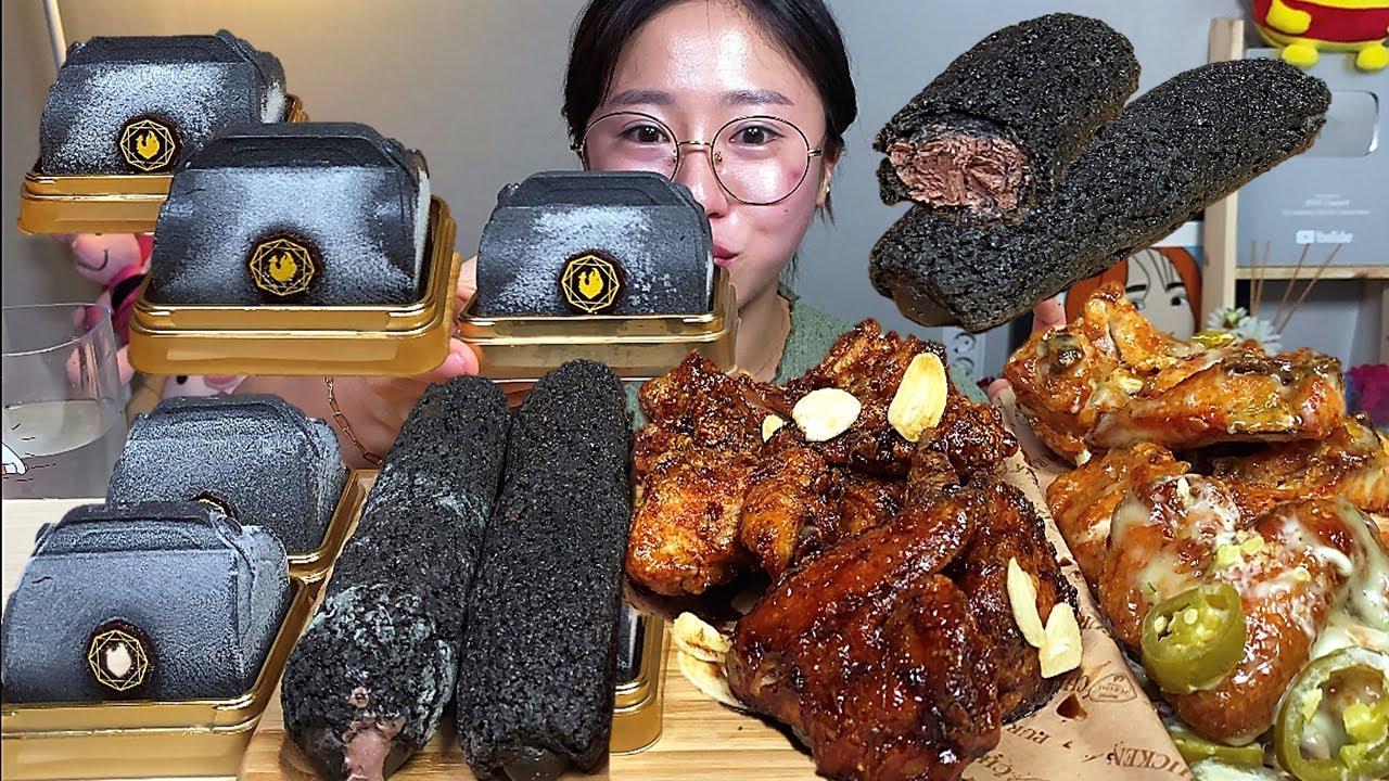 푸라닭 베이커리 페이커리 블랙치즈케이크 블랙크로칸슈 블랙마요 치킨 디저트 먹방 Dessert Mukbang
