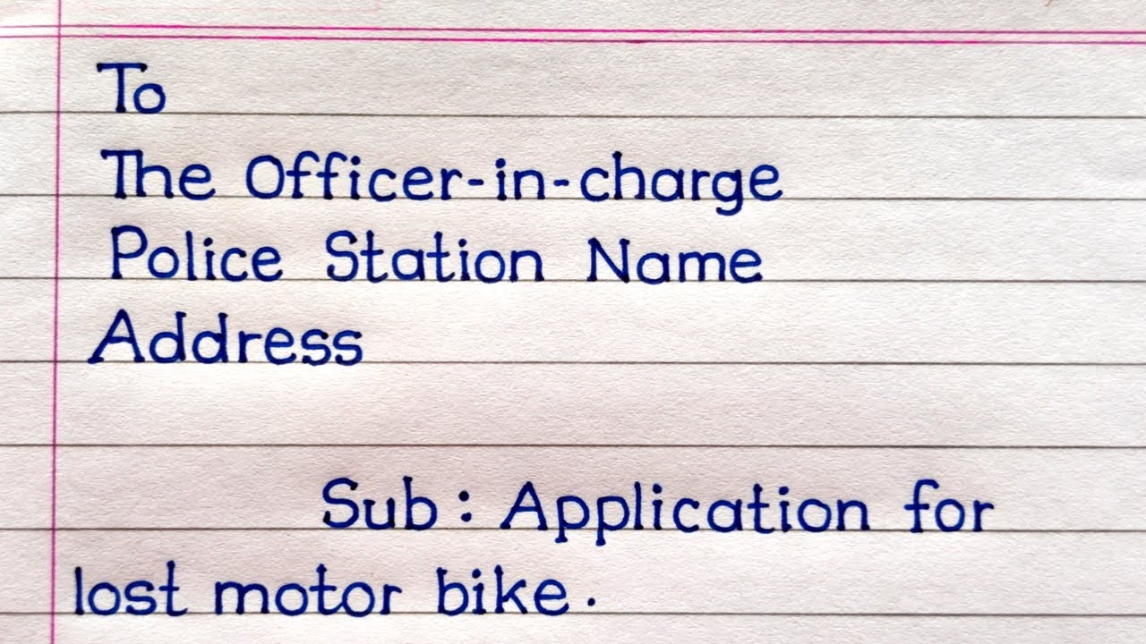 Application To The Police Station For Lost Of Motorbike | How To Write Complaint Letter |