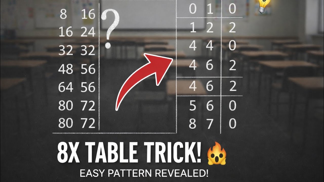 8 Times Table Trick You’ve NEVER Seen Before! 🤯 (Easy Pattern Hack!)