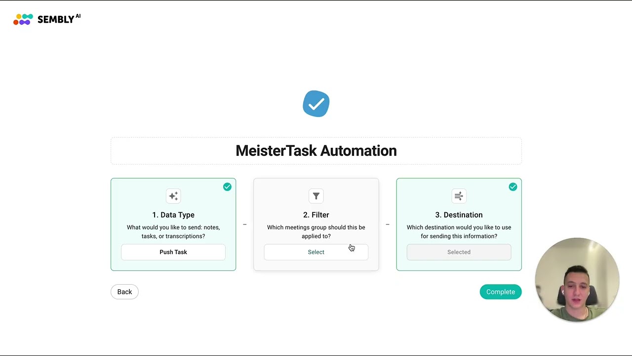 Sembly AI + MeisterTask Automation Tutorial