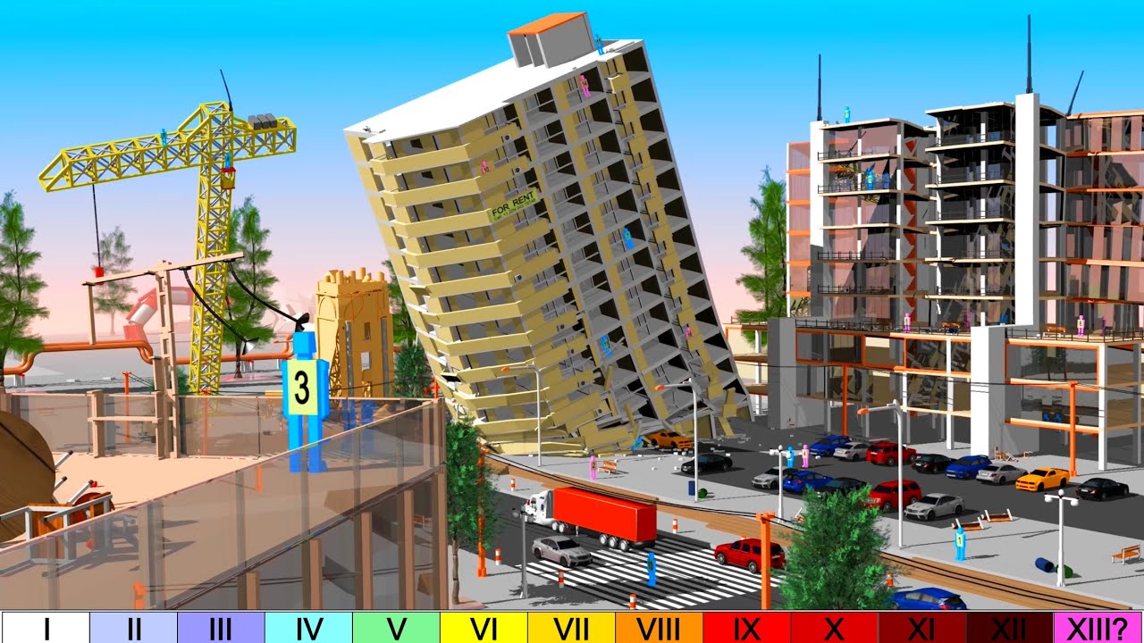 3D CITY + Figurines: Earthquake Destruction Simulation!